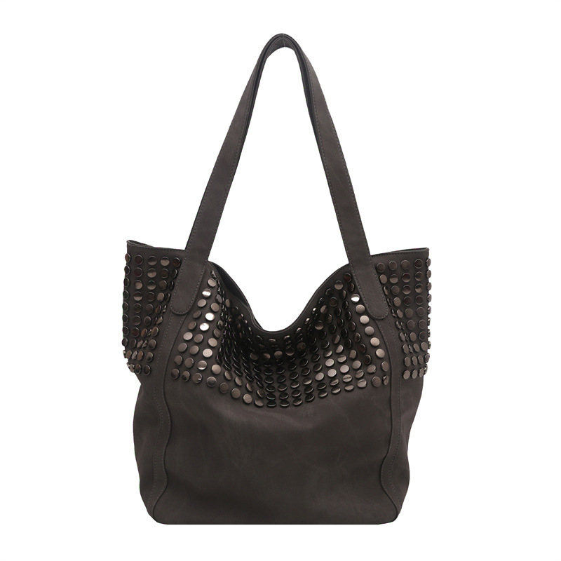 Torba tote velikog kapaciteta u korejskom stilu s nitima, minimalistična i svestrana, praktična za ručno nošenje i preko ramena, bucket bag