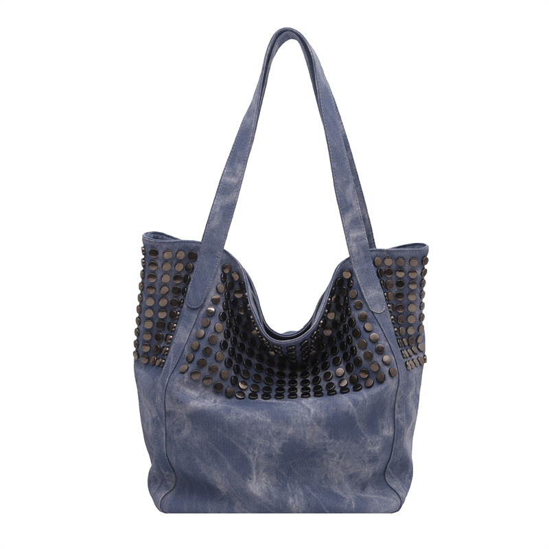 Torba tote velikog kapaciteta u korejskom stilu s nitima, minimalistična i svestrana, praktična za ručno nošenje i preko ramena, bucket bag