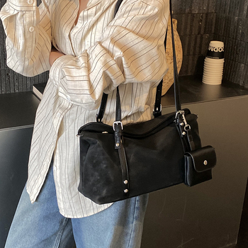 H.S ženska velika kapaciteta torba preko ramena, patchwork dizajn, 2026 novi model, urban stil, zatvarač, PU koža, podstava od poliester, vodoravni kvadratni oblik