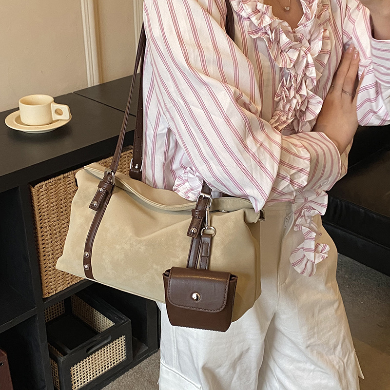 H.S ženska velika kapaciteta torba preko ramena, patchwork dizajn, 2026 novi model, urban stil, zatvarač, PU koža, podstava od poliester, vodoravni kvadratni oblik