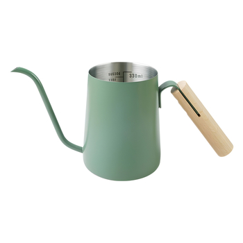 Ceainic pour-over cu mâner din lemn, gură lungă și subțire, scară internă din oțel inox SUS304, design mini compact, stil Nordic