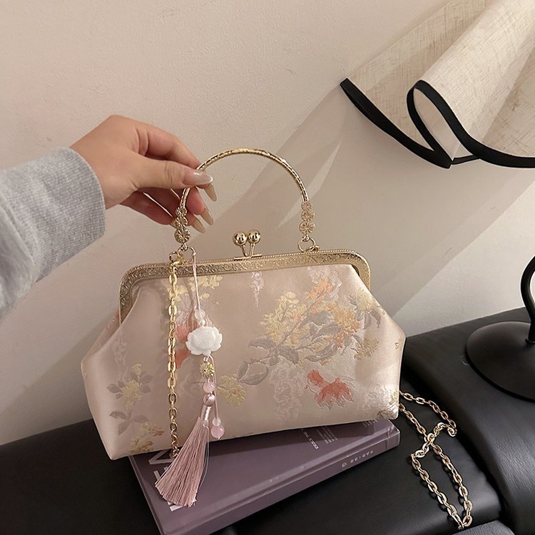 2026 ljeto – nova verzija s nacionalnim stilom, resice i cvijeće, večernja torbica s okvirnim zatvaračem, crossbody, retro stil