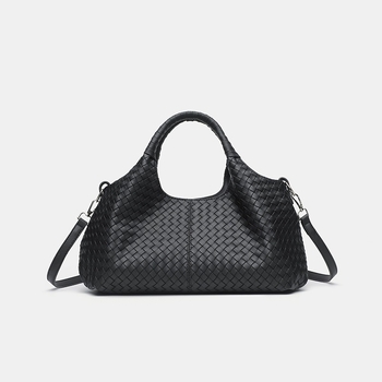 Srednja veličina PU crossbody torba, gradski stil, pletena tekstura, zatvaranje zipom, unutarnja zip torbica, vanjska torbica s patch detaljem, horizontalni kvadratni oblik, jedna naramenica