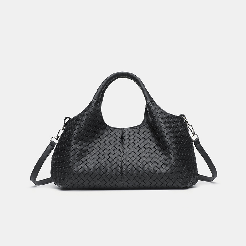 Srednja veličina PU crossbody torba, gradski stil, pletena tekstura, zatvaranje zipom, unutarnja zip torbica, vanjska torbica s patch detaljem, horizontalni kvadratni oblik, jedna naramenica