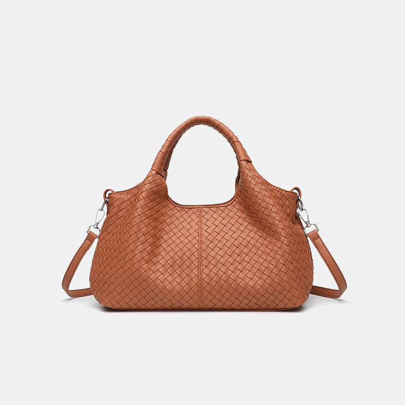 Srednja veličina PU crossbody torba, gradski stil, pletena tekstura, zatvaranje zipom, unutarnja zip torbica, vanjska torbica s patch detaljem, horizontalni kvadratni oblik, jedna naramenica