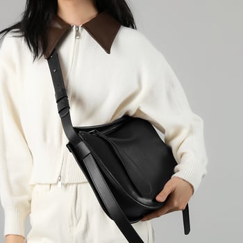Prava kožna ženska torbica, jednostavna i svestrana, 2025. nova verzija, moderna svakodnevna torba preko ramena s crossbody remenom, velik kapacitet