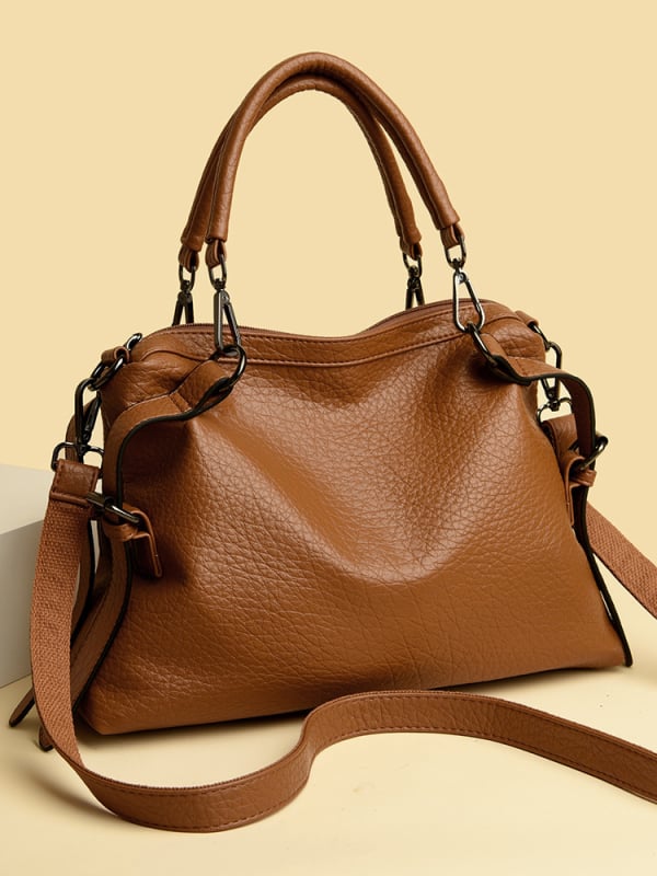 Ženska Boston torba s lychee uzorkom, velika kapaciteta, ramenska i crossbody varijanta, euro-američki stil
