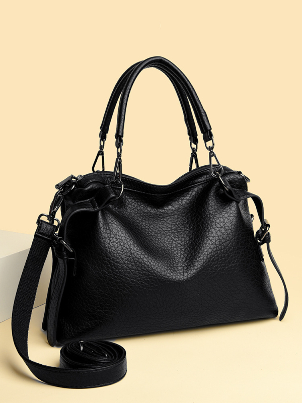 Ženska Boston torba s lychee uzorkom, velika kapaciteta, ramenska i crossbody varijanta, euro-američki stil