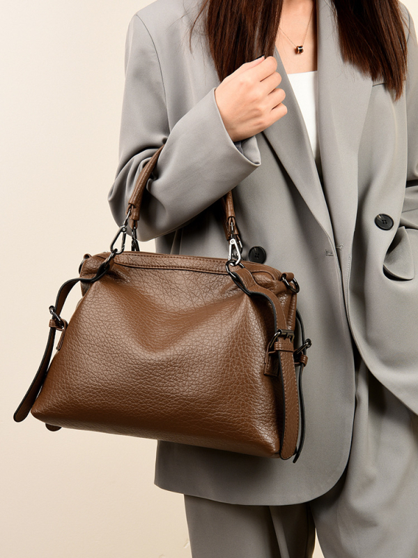 Ženska Boston torba s lychee uzorkom, velika kapaciteta, ramenska i crossbody varijanta, euro-američki stil