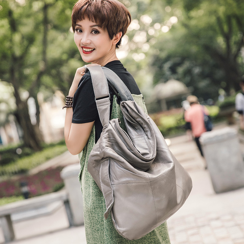 Ženska torbica od meke kože, velika zapremina, torba preko ramena ili crossbody, minimalistički ležerni stil