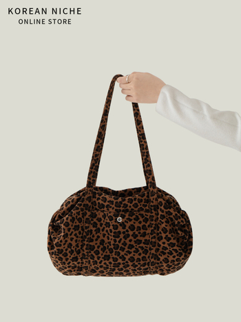 Tote torba velike kapacitete, korejskog stila za žene, leopard uzorak, retro, svestrana za nošenje u ruci i preko ramena