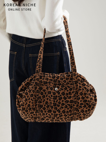 Tote torba velike kapacitete, korejskog stila za žene, leopard uzorak, retro, svestrana za nošenje u ruci i preko ramena