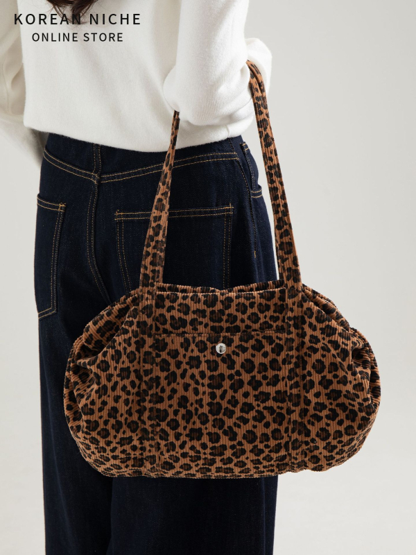 Tote torba velike kapacitete, korejskog stila za žene, leopard uzorak, retro, svestrana za nošenje u ruci i preko ramena
