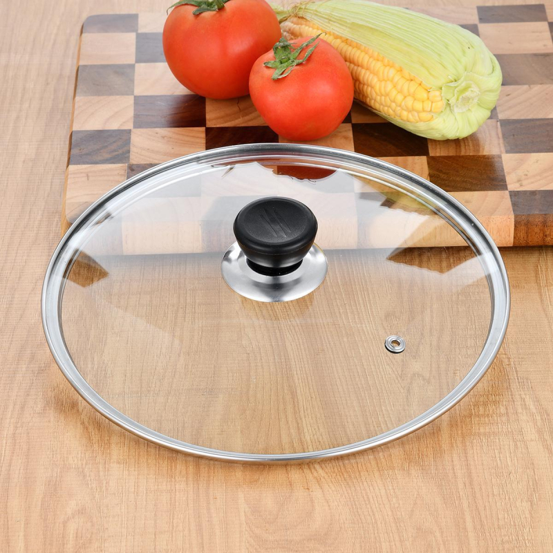 Capac de oală din sticlă securizată, transparent, îngroșat, rezistent la temperaturi înalte, potrivit pentru tigăi, wok și fierbere la aburi