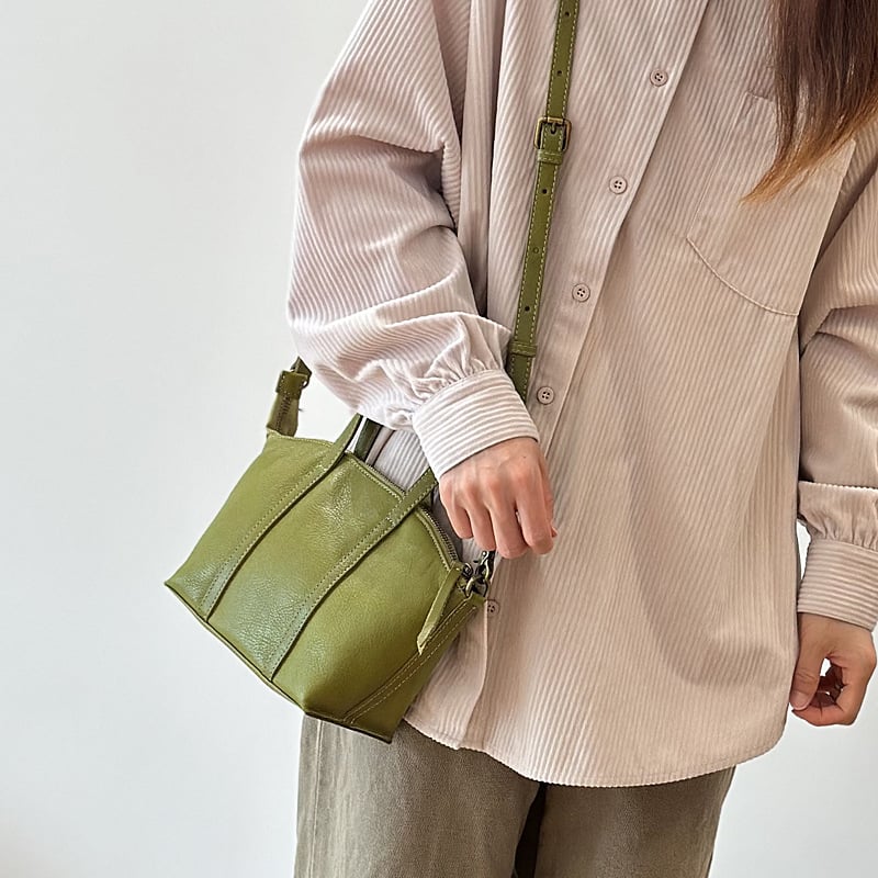 Mini torbica s oblikom školjke od prave kože, ženska torba preko ramena, crossbody, prvi sloj goveđe kože, biljna patinirana koža, korejskog stila umjetnički dizajn, mala i mekana