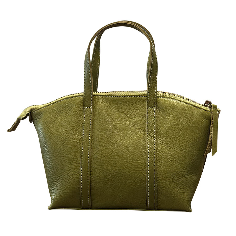 Mini torbica s oblikom školjke od prave kože, ženska torba preko ramena, crossbody, prvi sloj goveđe kože, biljna patinirana koža, korejskog stila umjetnički dizajn, mala i mekana