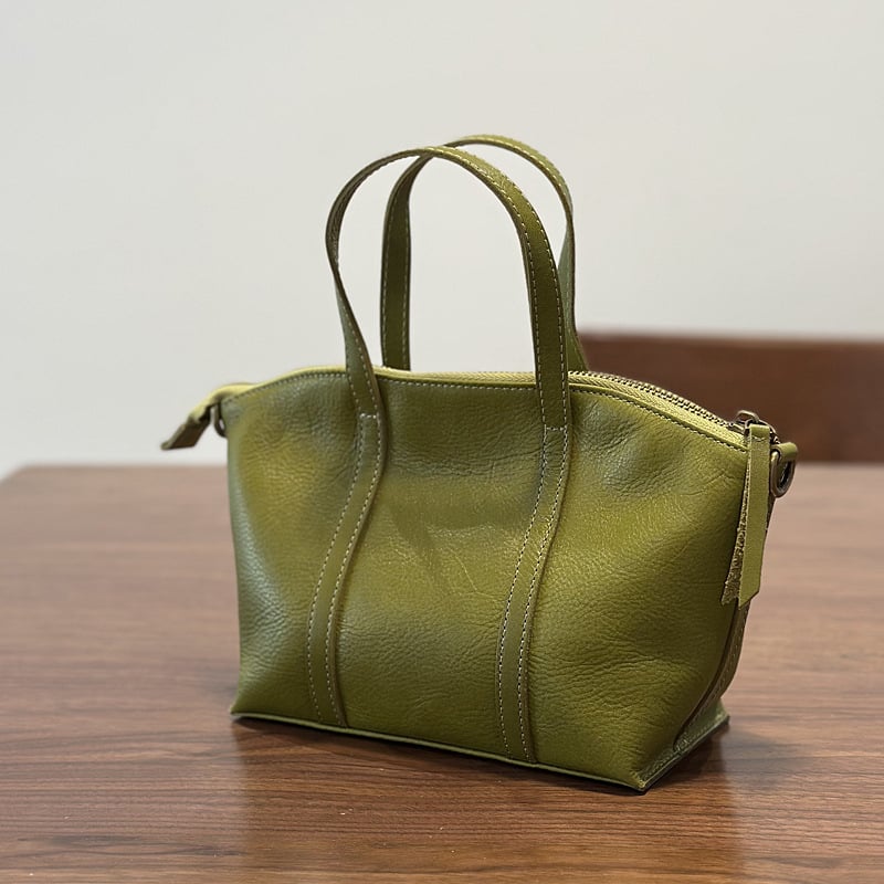 Mini torbica s oblikom školjke od prave kože, ženska torba preko ramena, crossbody, prvi sloj goveđe kože, biljna patinirana koža, korejskog stila umjetnički dizajn, mala i mekana