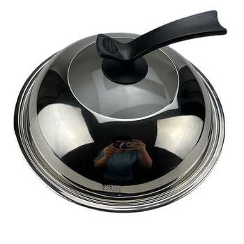Capac wok din oțel inoxidabil 304, cu sticlă întărită, grosime extra, design adânc în formă de tambur, capac transparent de vizualizare