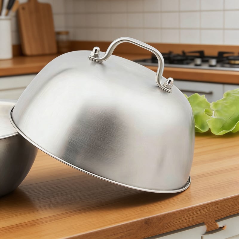 Capac de oală din oțel inoxidabil 304, pentru steak și teppanyaki, capac mini de 16 cm pentru tigaie hamburger