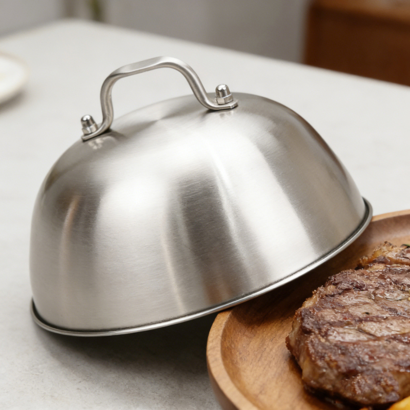 Capac de oală din oțel inoxidabil 304, pentru steak și teppanyaki, capac mini de 16 cm pentru tigaie hamburger
