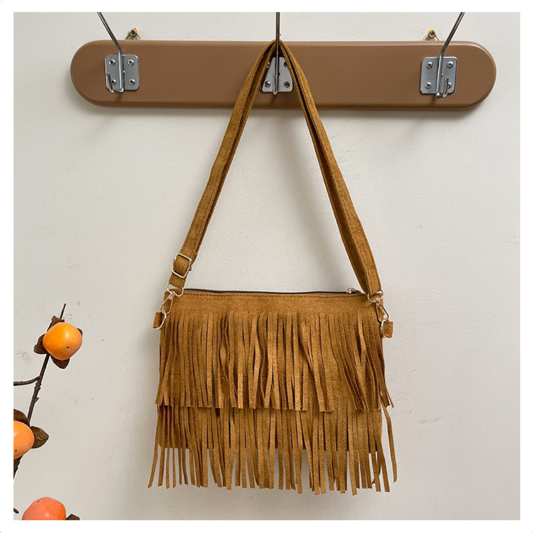 Ženska crossbody torba s resicama, PU koža, 2026 vintage moda, casual gradski stil