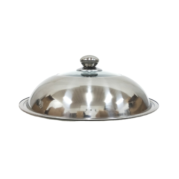 Capac 30-36 cm din oțel inoxidabil nemagnetic, cu sticlă, capac universal tip combinație pentru oale și tigăi