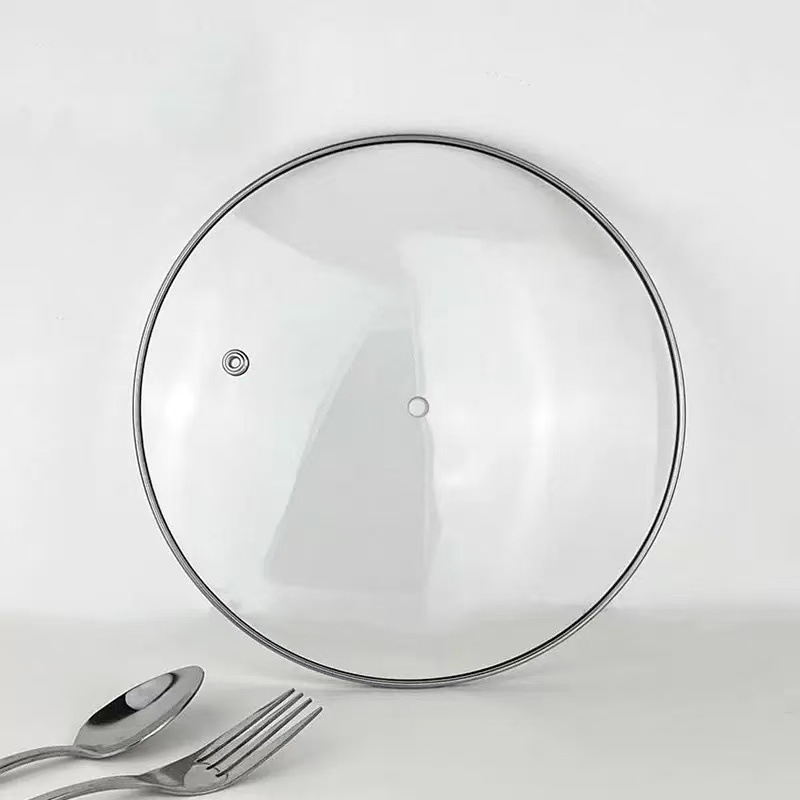 Capac din sticlă temperată pentru oale, capac din oțel inoxidabil pentru supe, transparent, universal pentru uz casnic, îngroșat și rezistent la temperaturi înalte