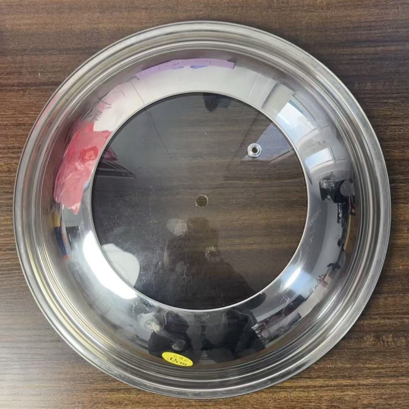 Capac de oală din sticlă, rezistent la explozie, universal, din oțel inoxidabil 304, margine lată, transparent, rotund, diametru 16 cm