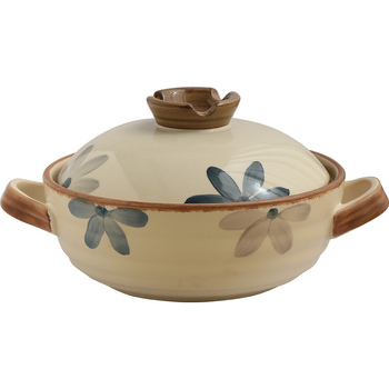 Oală de lut albastru închis cu capac, 2.1–3 L, compatibilă cu aragaz pe gaz, vas ceramic pentru supe și tocănițe, stil japonez