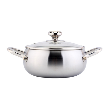 Cookone oțel inoxidabil 18/10, oală de supă în formă de tambur cu model diamant, 2.1–3 L, 304, fund triplu, capac de sticlă
