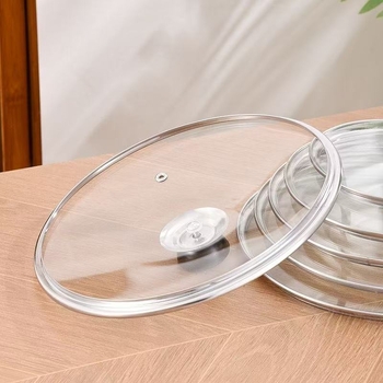 Capac din sticlă temperată tip G, cu margine din oțel inoxidabil, transparent, anti-scurgere, rezistent la temperaturi înalte, capac universal pentru oală
