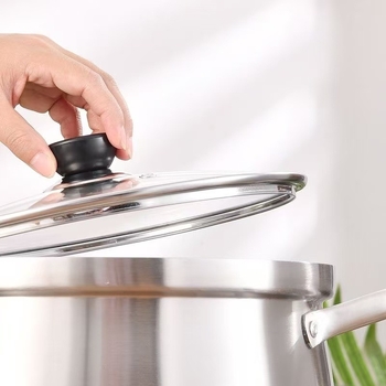 Capac din sticlă temperată tip G, cu margine din oțel inoxidabil, transparent, anti-scurgere, rezistent la temperaturi înalte, capac universal pentru oală
