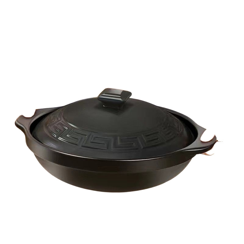 Oală de lut pentru uz casnic, compatibilă cu aragaz cu flacără deschisă, oală ceramică pentru supe, mică, 2.1–3 L