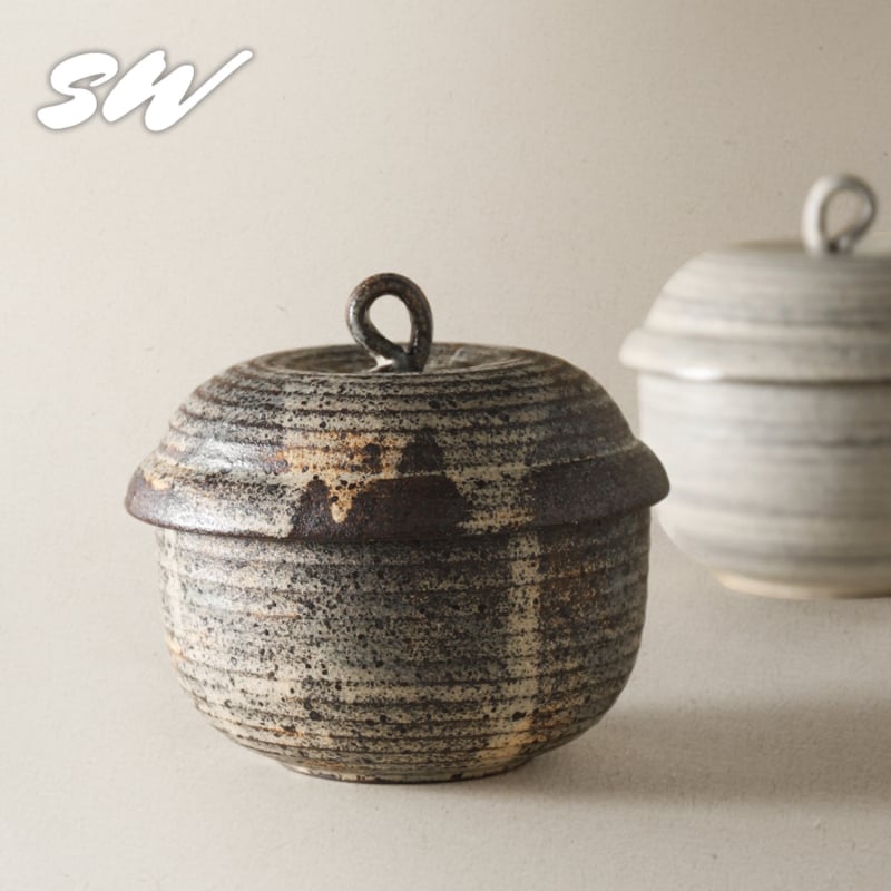 Vas ceramic pentru gătire în baie de aburi cu capac, cremă de ou, stil japonez retro