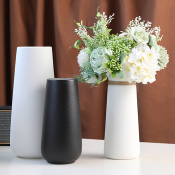 Vază ceramică cu glazură în model de fulg de zăpadă, sfoară din cânepă, decor nordic minimalist pentru flori uscate