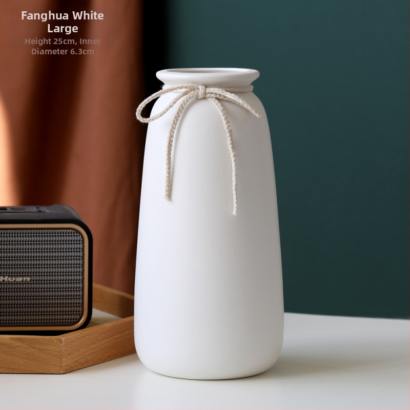 Vază ceramică cu glazură în model de fulg de zăpadă, sfoară din cânepă, decor nordic minimalist pentru flori uscate