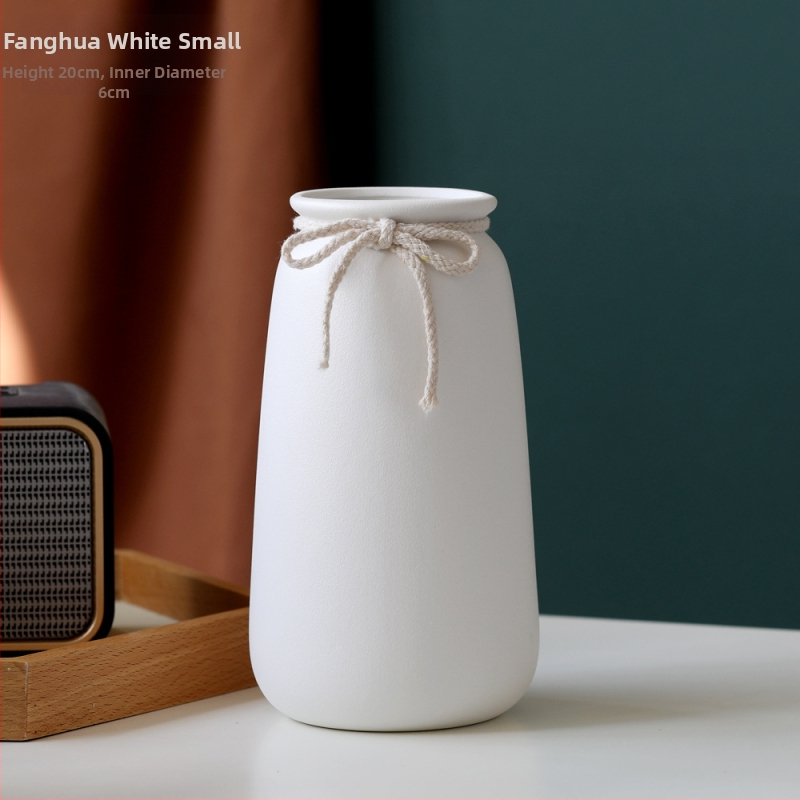 Vază ceramică cu glazură în model de fulg de zăpadă, sfoară din cânepă, decor nordic minimalist pentru flori uscate