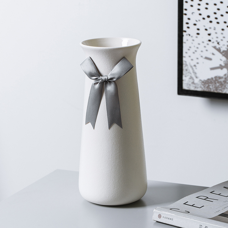 Vază ceramică cu glazură în model de fulg de zăpadă, sfoară din cânepă, decor nordic minimalist pentru flori uscate