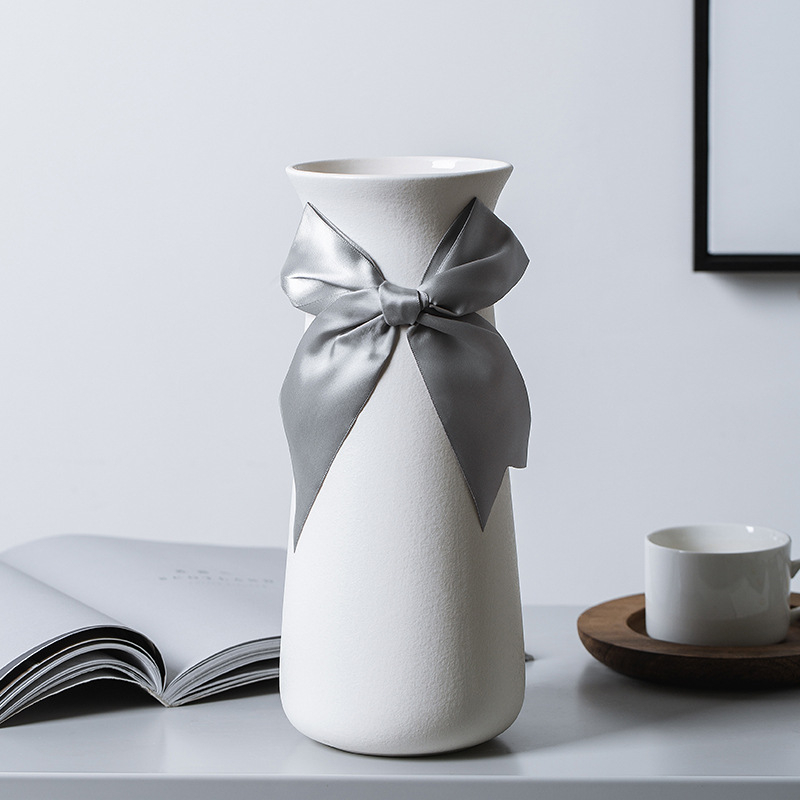 Vază ceramică cu glazură în model de fulg de zăpadă, sfoară din cânepă, decor nordic minimalist pentru flori uscate