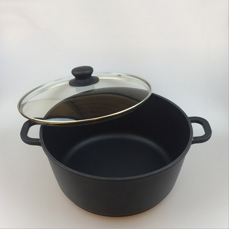 Set din aluminiu, stil japonez, pentru uz casnic — oală adâncă pentru supă cu două mânere, antiaderent, capac din sticlă