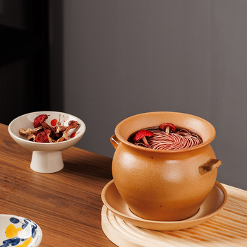 Caserolă ceramică pentru aragaz, cu mâner dublu, fără capac, 1 L, rezistentă la temperaturi înalte, porție pentru o persoană