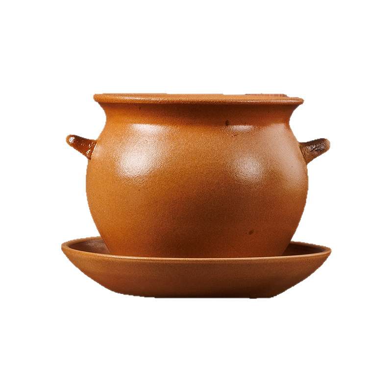 Caserolă ceramică pentru aragaz, cu mâner dublu, fără capac, 1 L, rezistentă la temperaturi înalte, porție pentru o persoană