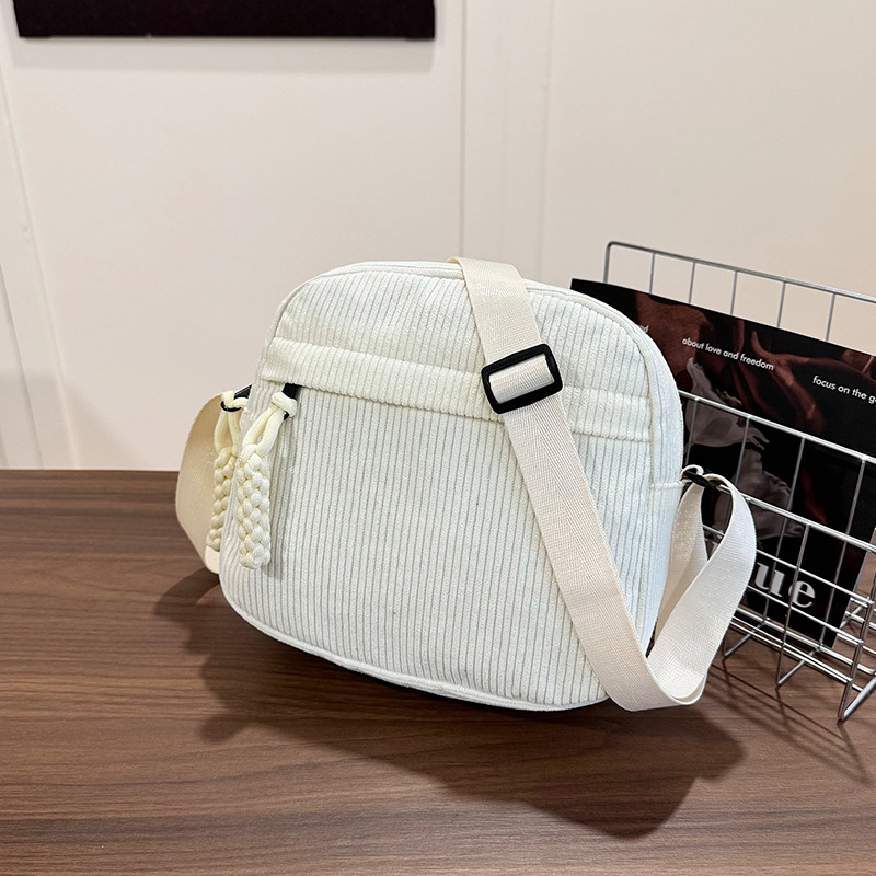 Ženska torbica preko ramena od Corduroy materijala, oblik školjke, gradski casual stil, srednja veličina, unutarnja zip pretinac, podstava od poliestera