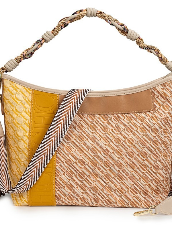 CHHC nišnog dizajna torba za ruku s pletenom ručkom, srednje veličine, crossbody/ramena torba, unutarnji džepovi za telefon i dokumente