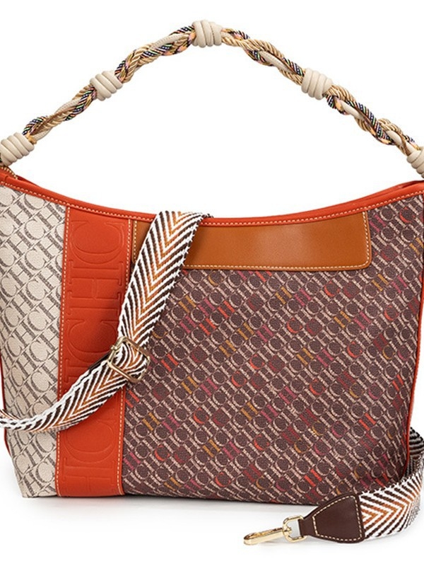 CHHC nišnog dizajna torba za ruku s pletenom ručkom, srednje veličine, crossbody/ramena torba, unutarnji džepovi za telefon i dokumente