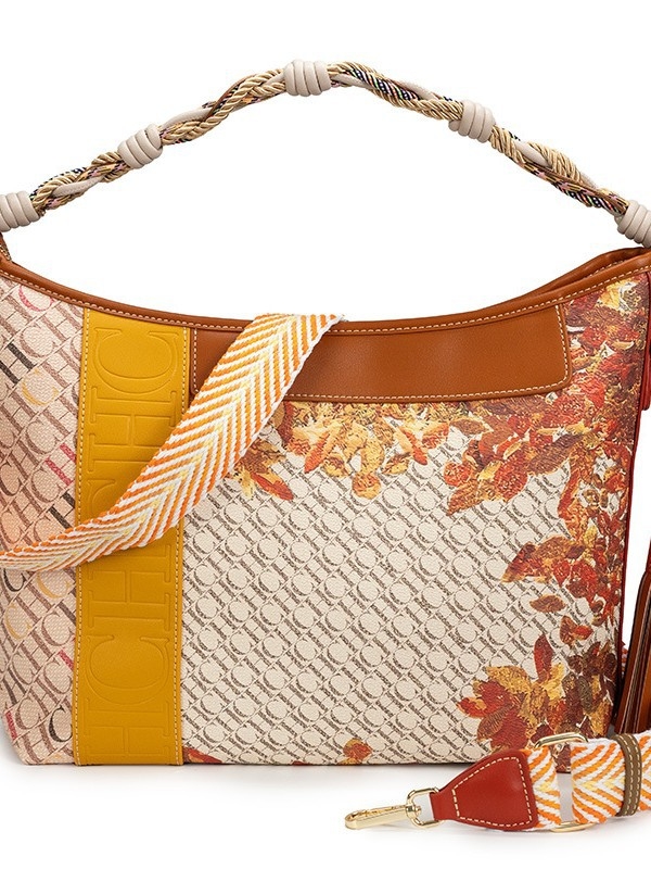 CHHC nišnog dizajna torba za ruku s pletenom ručkom, srednje veličine, crossbody/ramena torba, unutarnji džepovi za telefon i dokumente