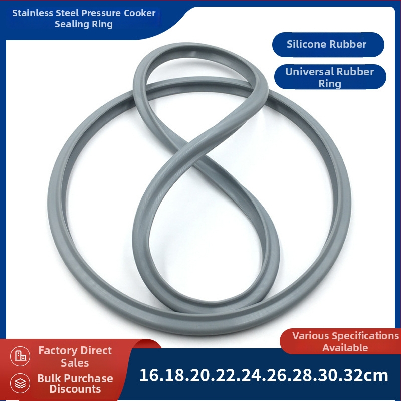 Tesniaci krúžok pre tlakový hrniec, 18–32 cm, sivá, hrubý silikónový gumový krúžok