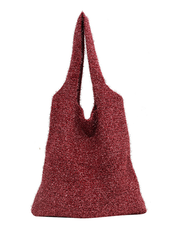 Ženska sjajna meka pletena torbica preko ramena, casual tote