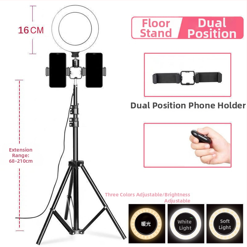 Držiak na mobilný telefón pre live streaming s doplnkovým svetlom, efektom zjemnenia pleti, stolový statív na fotografovanie, univerzálne použitie