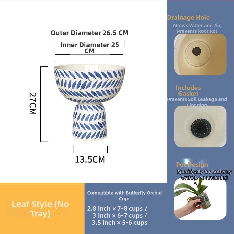 Ghiveci ceramic pentru orhidee, mare, lux rafinat, în stil nou chinezesc